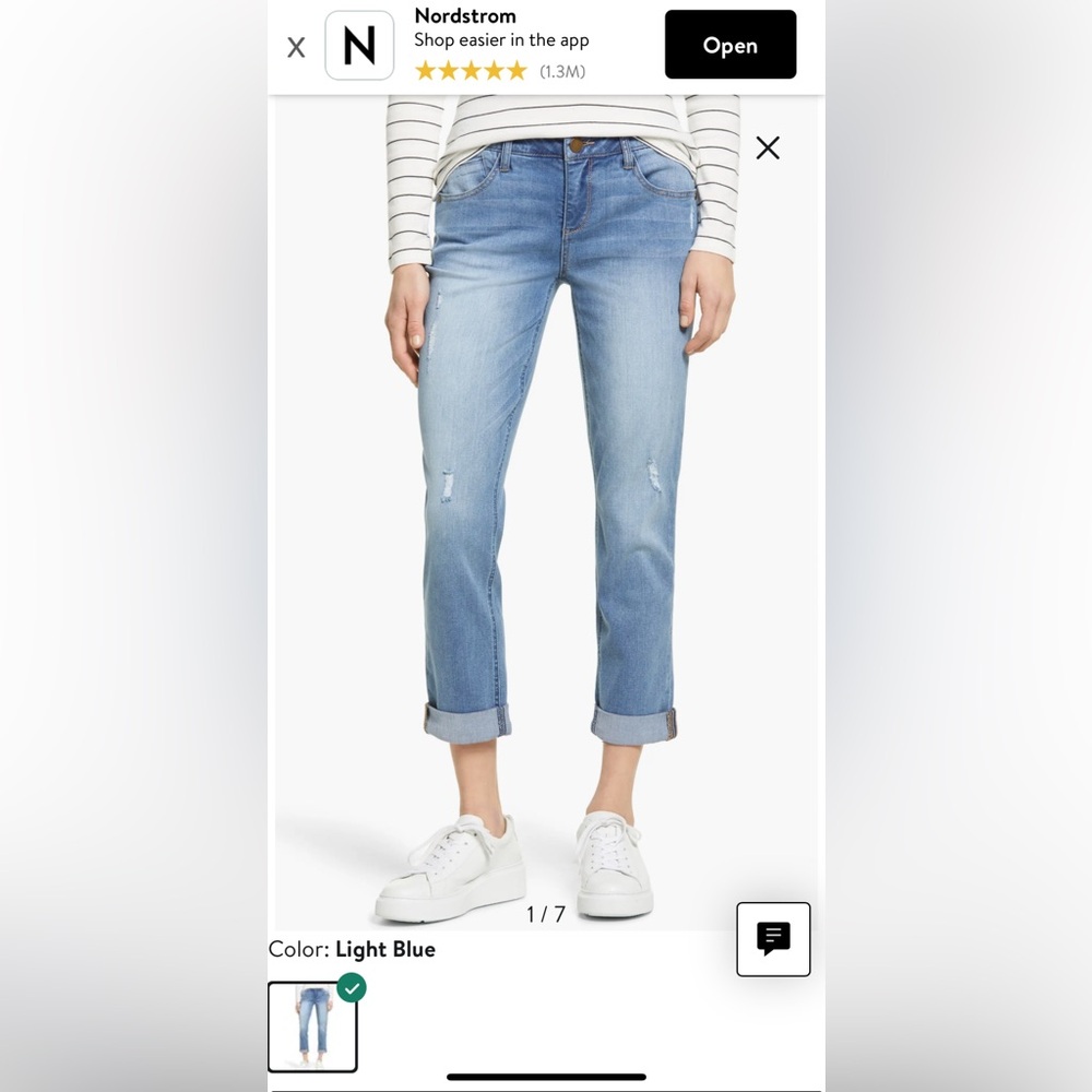 Wit and Wisdom ripped cropped straight leg jeans